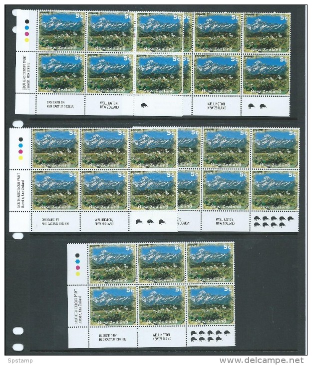 New Zealand 2000 On Selection Definitives In Imprint Blocks Of 4 Or 6 , Showing Different Printings Etc Fine MNH - Other & Unclassified