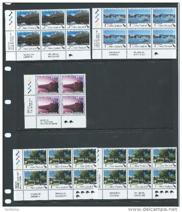 New Zealand 2000 On Selection Definitives In Imprint Blocks Of 4 Or 6 , Showing Different Printings Etc Fine MNH - Other & Unclassified