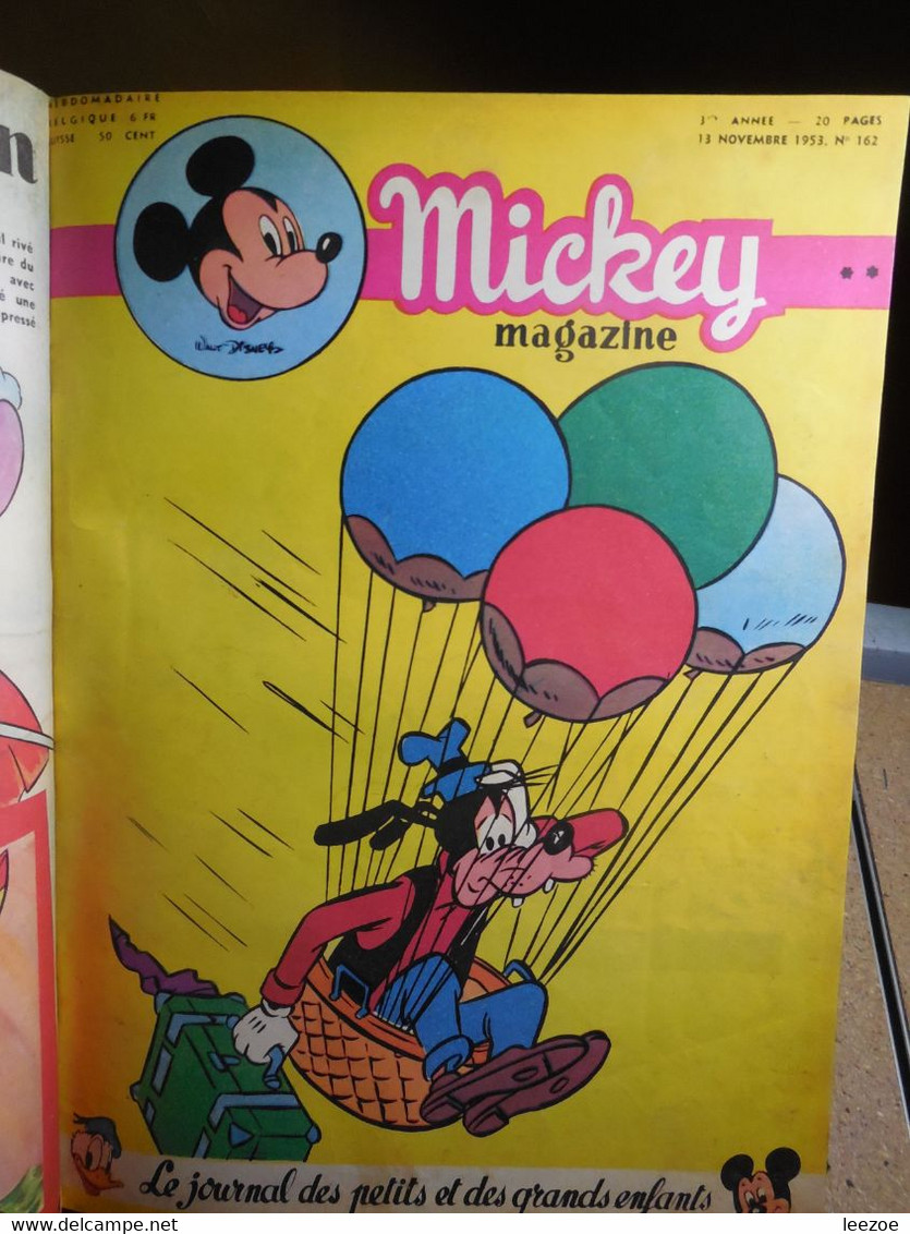 BD DISNEY, RELIURE MICKEY MAGAZINE DU N°152 AU N°168....1953...MICKY MAUS.