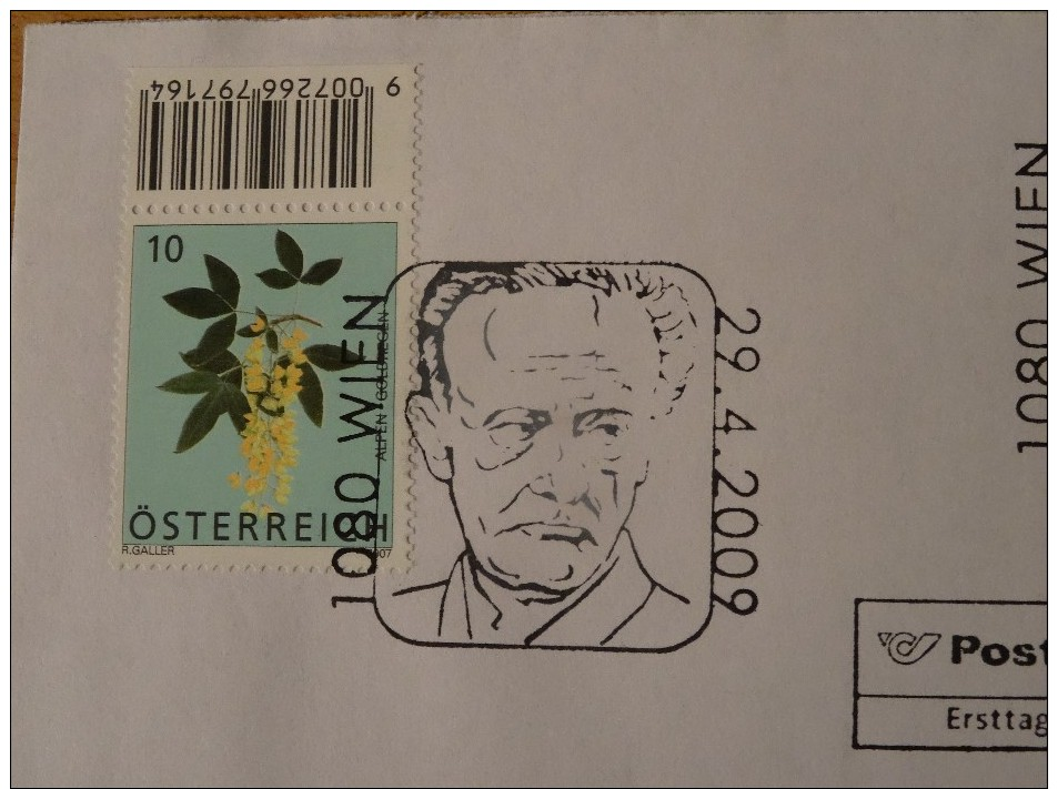 Austria Cvr 2009-04-29 Cover With Fred Zinnemann Actor Film Stamp And Wien Postmark Cinema A 3,50 Euro - Storia Postale