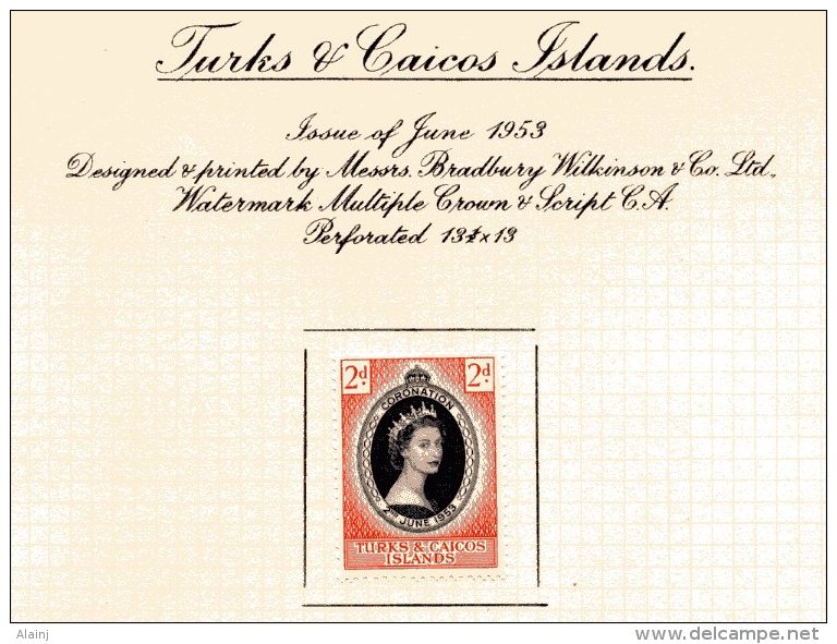 Turks &amp; Caicos   Y&amp;T  160  X  MVLH    ---    1953  --  Coronation Queen Elisaberh II"  --  See Scan Comments - Turks & Caicos (I. Turques Et Caïques)