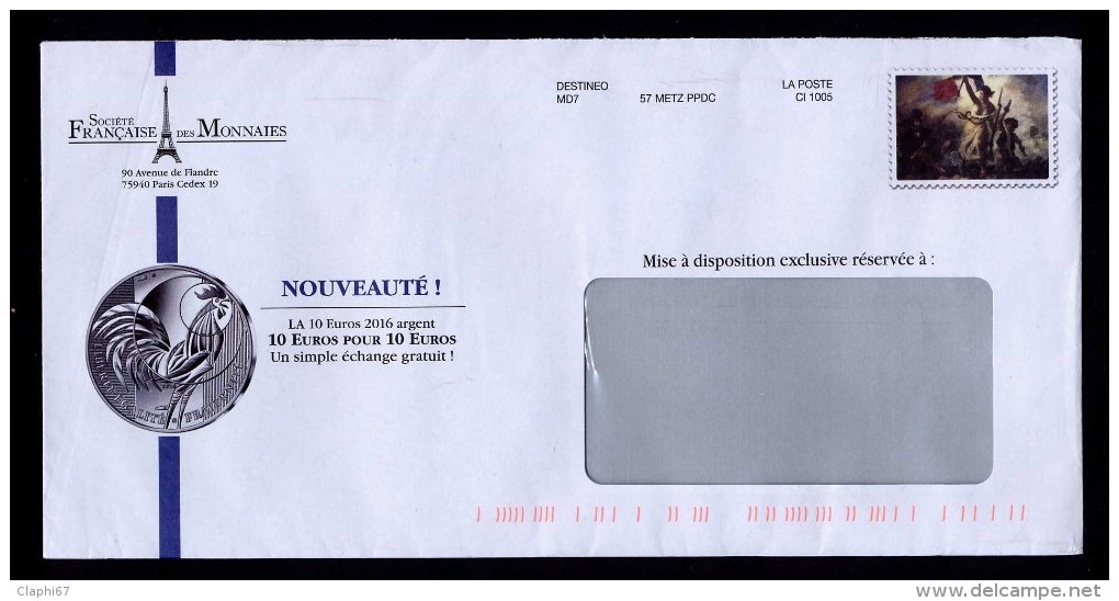 France Entier Fictif Voyagé Eugène Delacroix \"la Liberté Guidant Le Peuple\" Française Des Monnaies - Enteros Privados