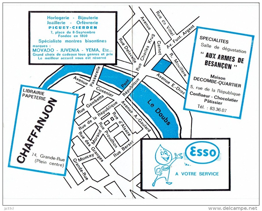 Carte De Visite Le Grand Hôtel Et Des Bains, Besançon, 1967 - Cartes De Visite