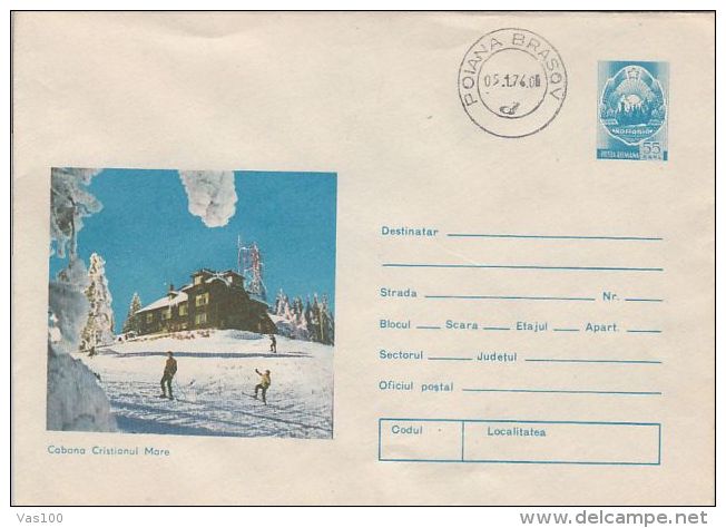 TOURISM, CRISTIANUL MARE CHALET, COVER STATIONERY, ENTIER POSTAL, 1976, ROMANIA - Other & Unclassified