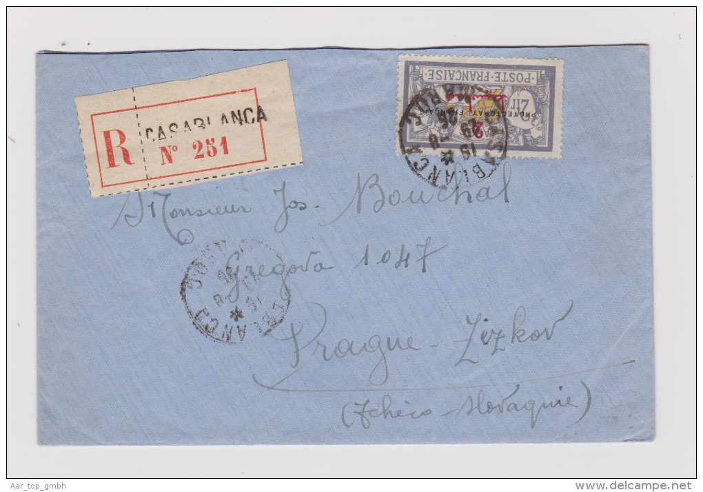 Afrika ALGERIEN 1926-08-28 Casablanca R-Brief Nach Prag - Autres & Non Classés