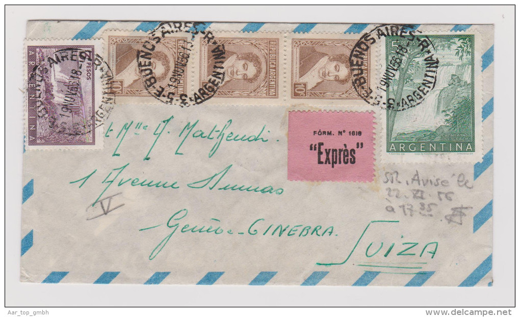 ARGENTINIEN 1956-11-19 BUENOS-AIRES Exprès R-Brief Nach Genf - Buenos Aires (1858-1864)