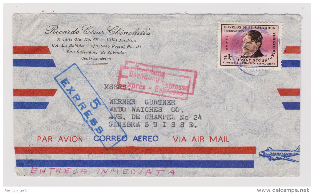 EL SALVADOR 1968-06-?? Exprès Brief Nach Genf - Salvador