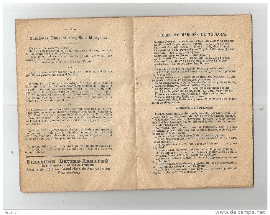 ALMANACH DE TOULOUSE ET DES CAMPAGNES FOIRES DES DEPARTEMENTS SUD OUEST PREDICTIONS DU TEMPS 1934 - 1901-1940