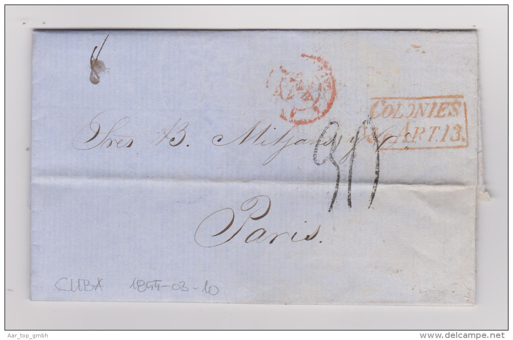 KUBA 1855-03-10 Vorphila Brief Nach Paris - Préphilatélie