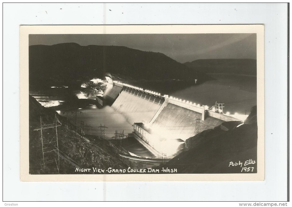 NIGHT VIEW .GRAND COULEE DAM .WASH 1957 - Autres & Non Classés