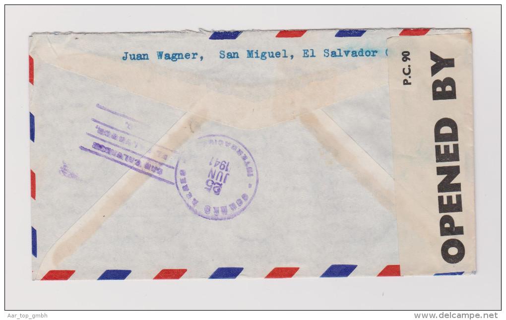 EL SALVADOR 1941-06-25 Zensur Brief Nach Basel - Salvador