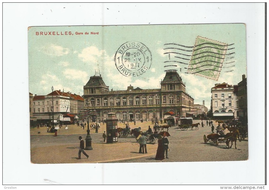 BRUXELLES GARE DU NORD 1911 (ANIMATION) - Chemins De Fer, Gares