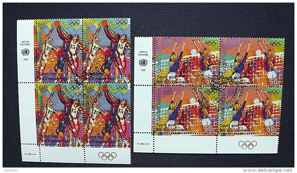 UNO-New York 716/7 Yv 705/6 Sc 673/4  Oo/FDC-cancelled EVB ´C´, 100 Jahre Olympische Spiele Der Neuzeit - Used Stamps