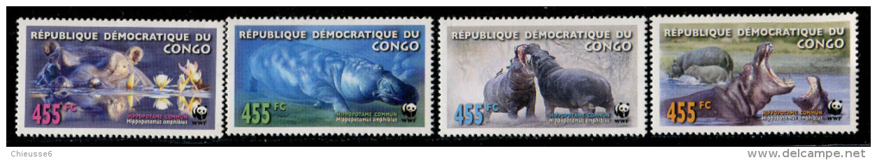 (cl.11 - P.13) Congo ** N° 1613 à 1616 (ref. Michel Au Dos) - Hippopotames - - Usados