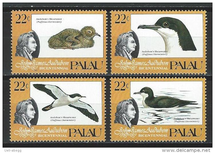 Palau 1985, Mi 65-68 ** MNH Puffinus Lherminieri - Albatros & Stormvogels