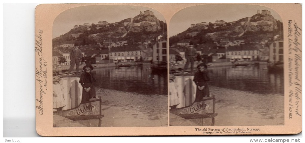 Stereofoto -The Old Fortress Of Fredrikshald ( Halden ) - 1897 Norwegen - Stereoskope - Stereobetrachter