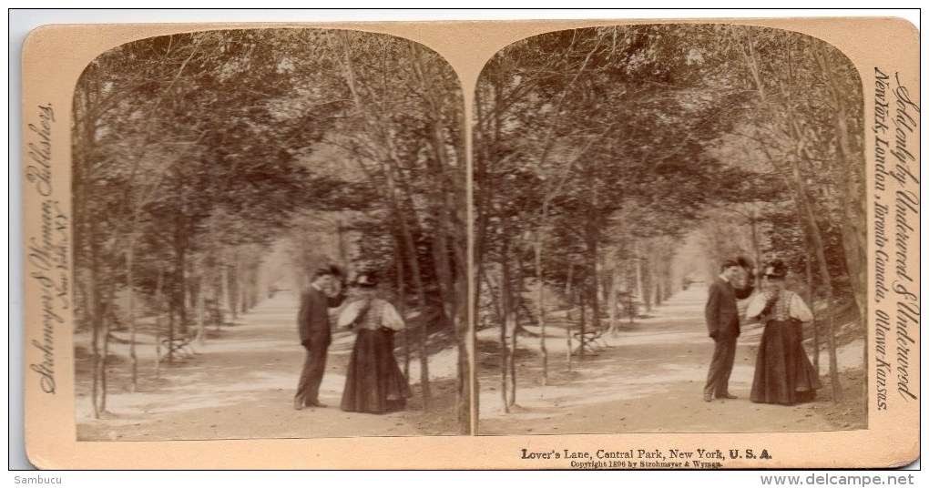 Stereofoto - Lover´s Lane, Central Park, New York 1896 - Stereoscopes - Side-by-side Viewers