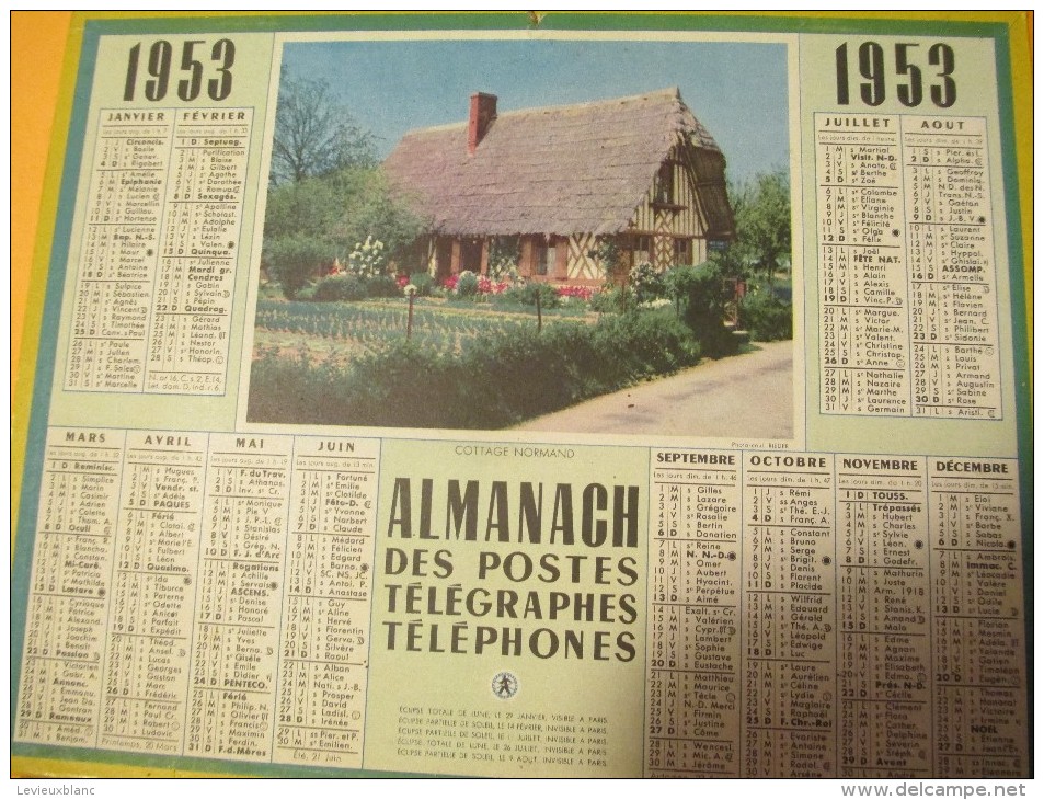 Almanach Des Postes, Télégraphes, Téléphones/ Cottage Normand.../Eure Et Loir/ Oberthur/1953    CAL237 - Groot Formaat: 1941-60