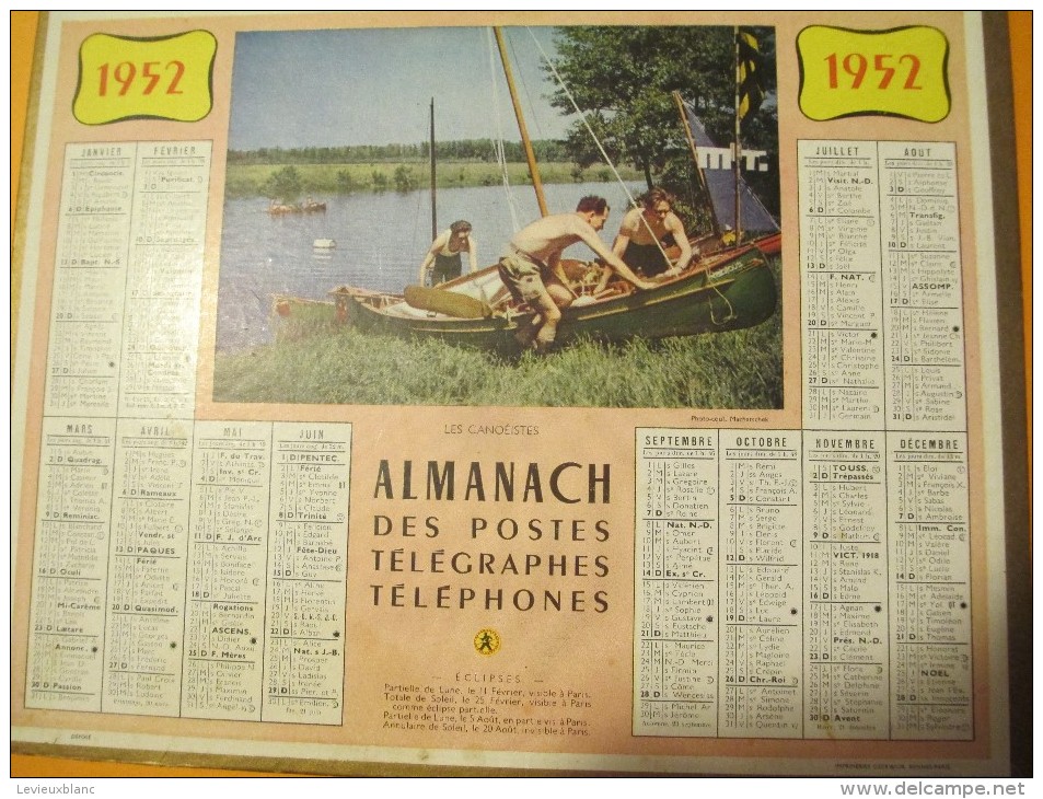 Almanach Des Postes, Télégraphes, Téléphones/ Les Canoéistes.../Eure Et Loir/ Oberthur/1952    CAL238 - Grand Format : 1941-60