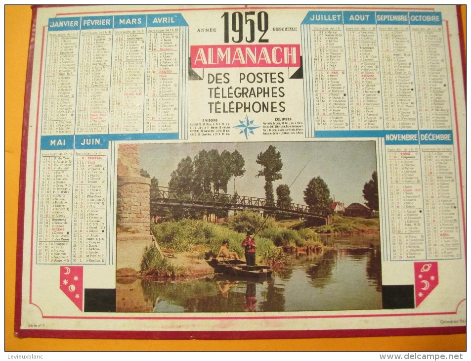 Almanach Des Postes Télégraphes Téléphones/Pêche à La Ligne / Calendrier OLLER/ 1952    CAL239 - Grand Format : 1941-60