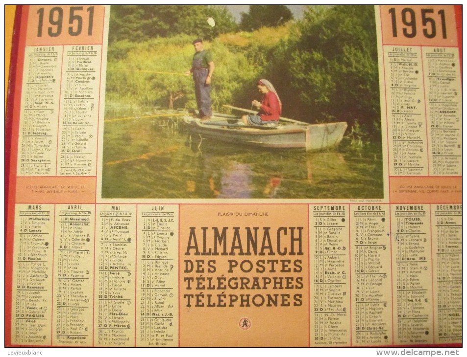 Almanach Des Postes Télégraphes Téléphones/Plaisir Du Dimanche / Oberthur/ 1951    CAL240 - Formato Grande : 1941-60