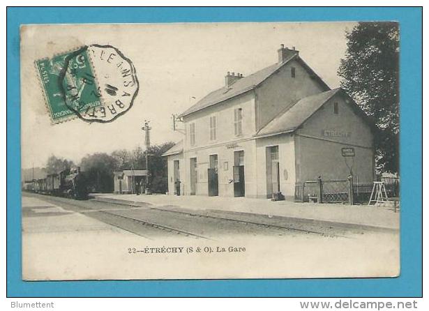 CPA 22 - Chemin De Fer Train Arrivée Du Train En Gare D´ETRECHY 91 - Etrechy