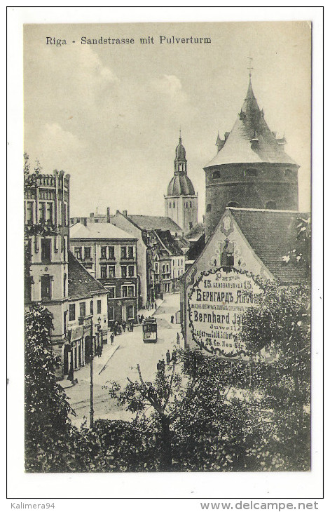 LETTONIE  /  RIGA  /  SANDSTRASSE  MIT  PULVERTURM  ( Tramway Et Publicité Murale ) - Lettonie