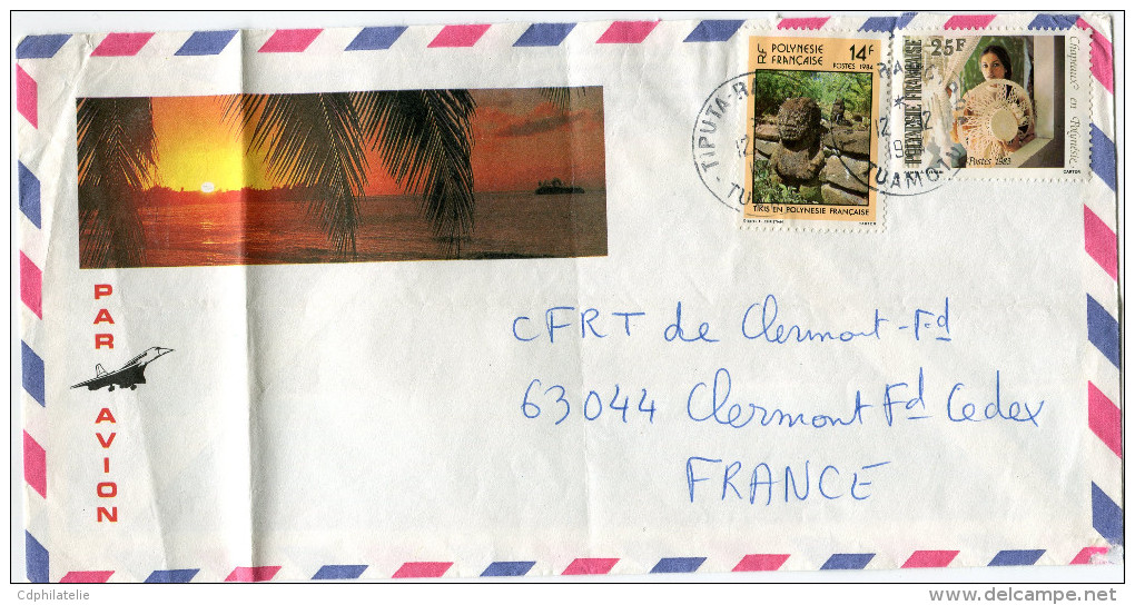 POLYNESIE LETTRE PAR AVION DEPART TIPUTA-RANGIROA 12-12-1984 POUR LA FRANCE - Storia Postale