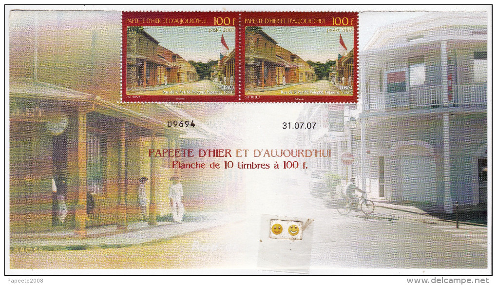 Polynésie Française / Tahiti - Papeete D´hier Et D´aujourd´hui / 100 F / Numéroté Et Daté / 2007 - Unused Stamps