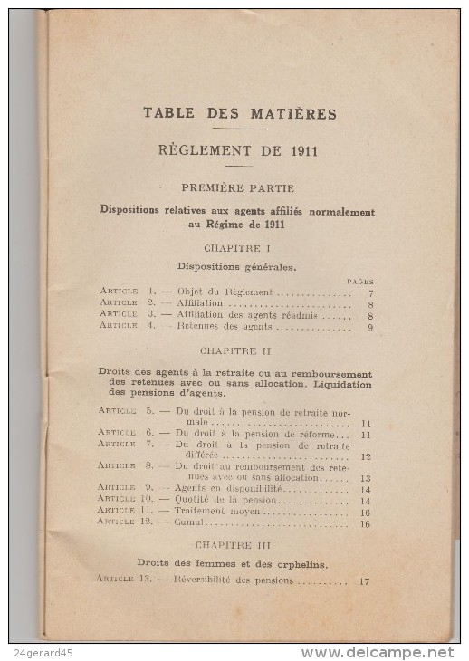 LIVRET REGIME RETRAITES 1911 DE 56 PAGES CIE CHEMINS DE FER DU MIDI - Règlement, Statut Retraités, Caisses Retraites - Right