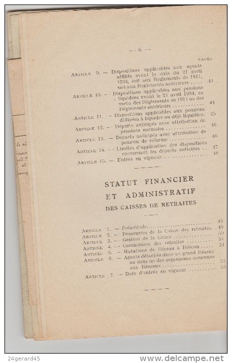 LIVRET REGIME RETRAITES 1911 DE 56 PAGES CIE CHEMINS DE FER DU MIDI - Règlement, Statut Retraités, Caisses Retraites - Right