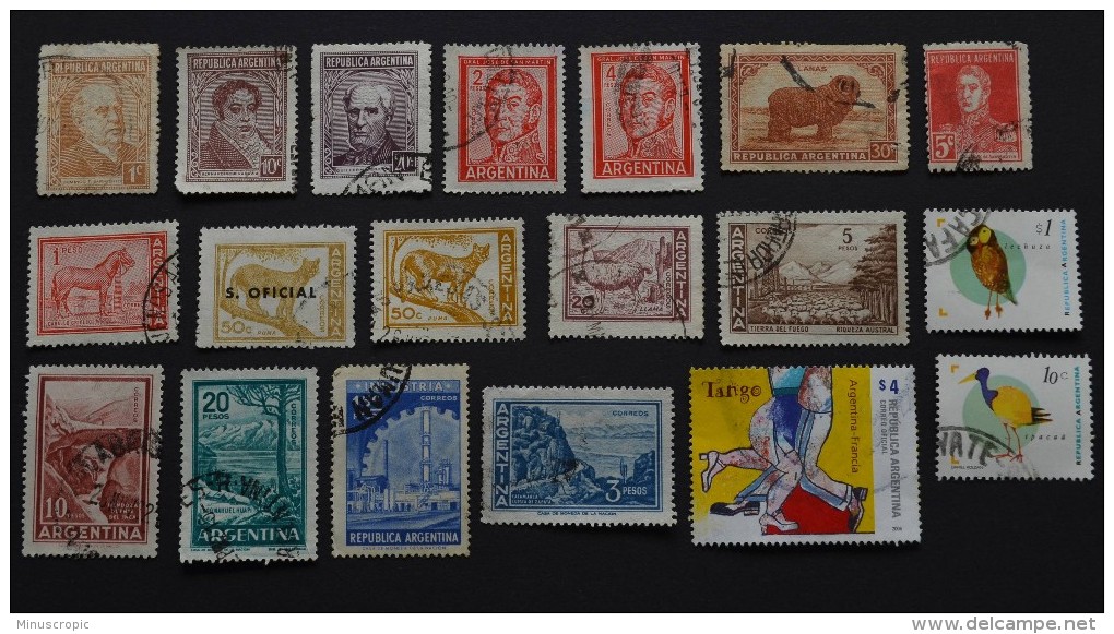 19 Timbres Oblitérés Argentine - Collections, Lots & Series