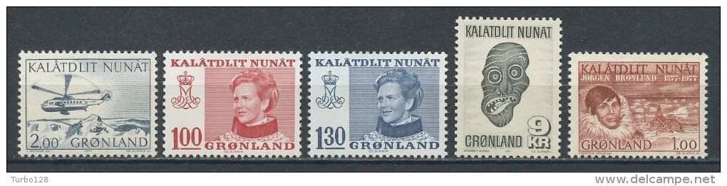 GROENLAND Année 1977 Complète N° 88/92 ** Neufs = MNH Luxe Cote 7,35 €  Jahrgang Full Year Ano Completo - Full Years