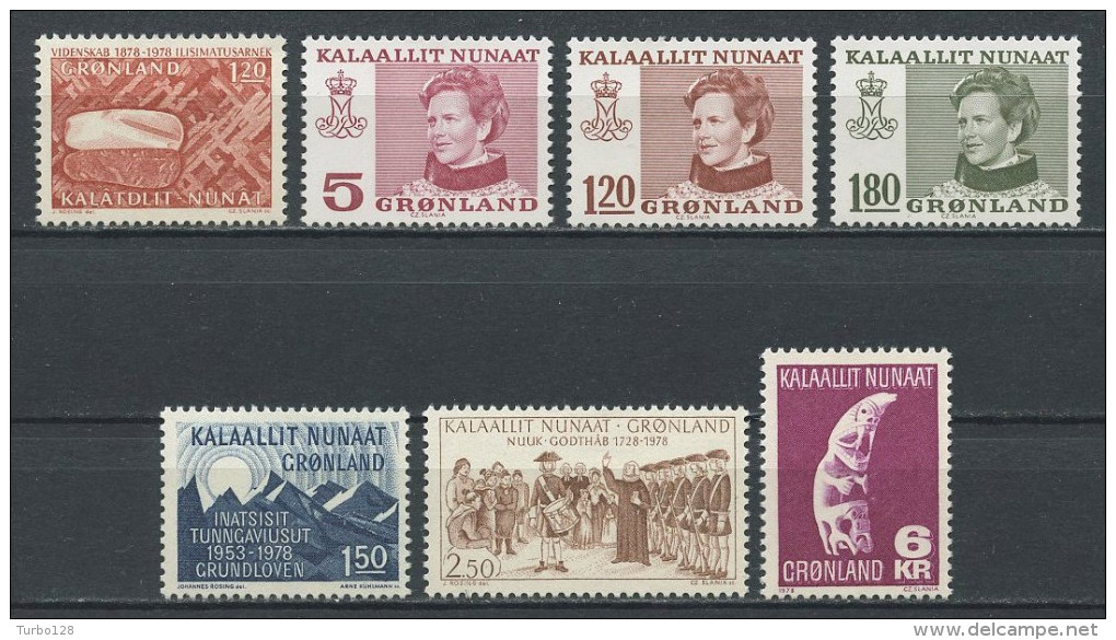 GROENLAND Année 1978 Complète N° 93/99 ** Neufs = MNH Luxe Cote 7,15 €  Jahrgang Full Year Ano Completo - Annate Complete