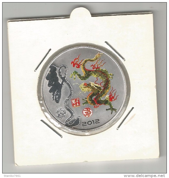 §§§ TRES BELLE MEDAILLE §§§ CHINOISE COLORISEE Dragon 2012 SOUS BLISTER Comme Neuve ! § METAL ARGENTE? § - Other & Unclassified