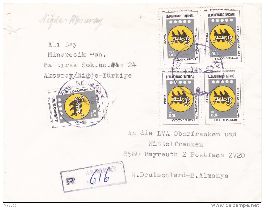 REGISTERED  COVERS  1985  TURKEY. - Briefe U. Dokumente