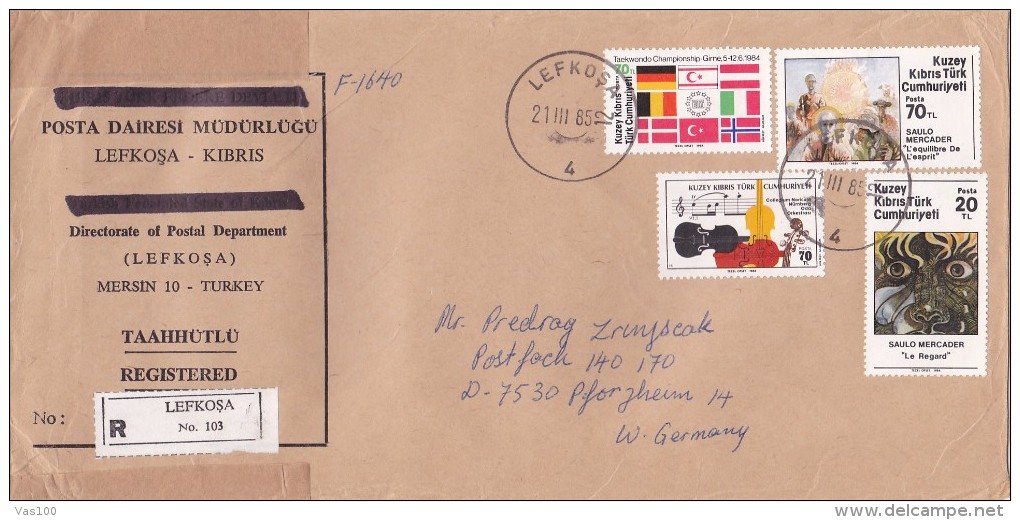 REGISTERED  COVERS  4 STAMPS  1985  TURKEY. - Brieven En Documenten