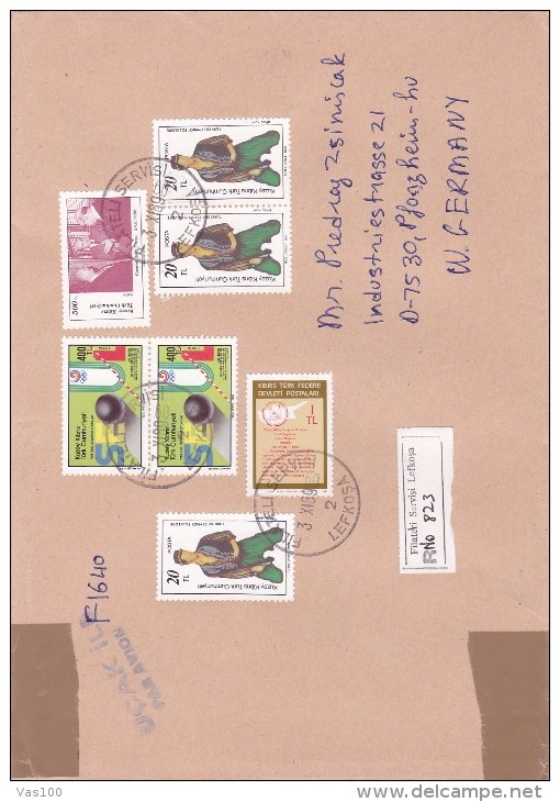 REGISTERED  COVERS  ,7 STAMPS  1989  TURKEY. - Lettres & Documents