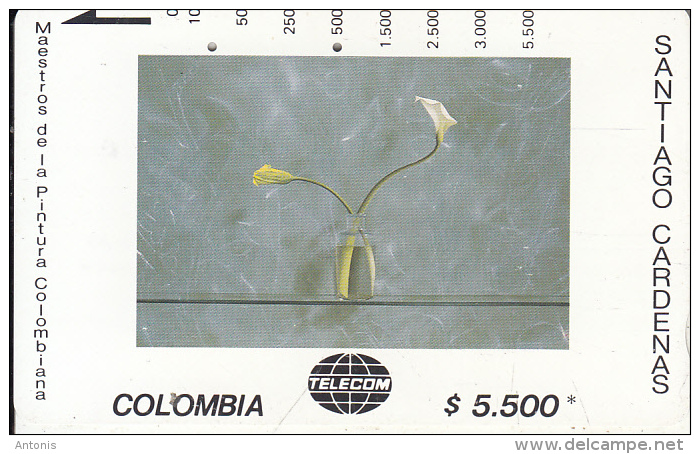 COLOMBIA(Tamura) - Dos Cartuchos Sobre Verde, Painting/Santiago Cardenas, Tirage 20000, Used - Colombia