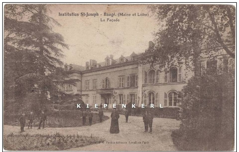 INSTITUTION ST-JOSEPH - BAUGE (MAINE ET LOIRE) 1923 LA FACADE - BELLE ANIMATION / RARE / Edit H Tourtet-M Pelitin - Other & Unclassified