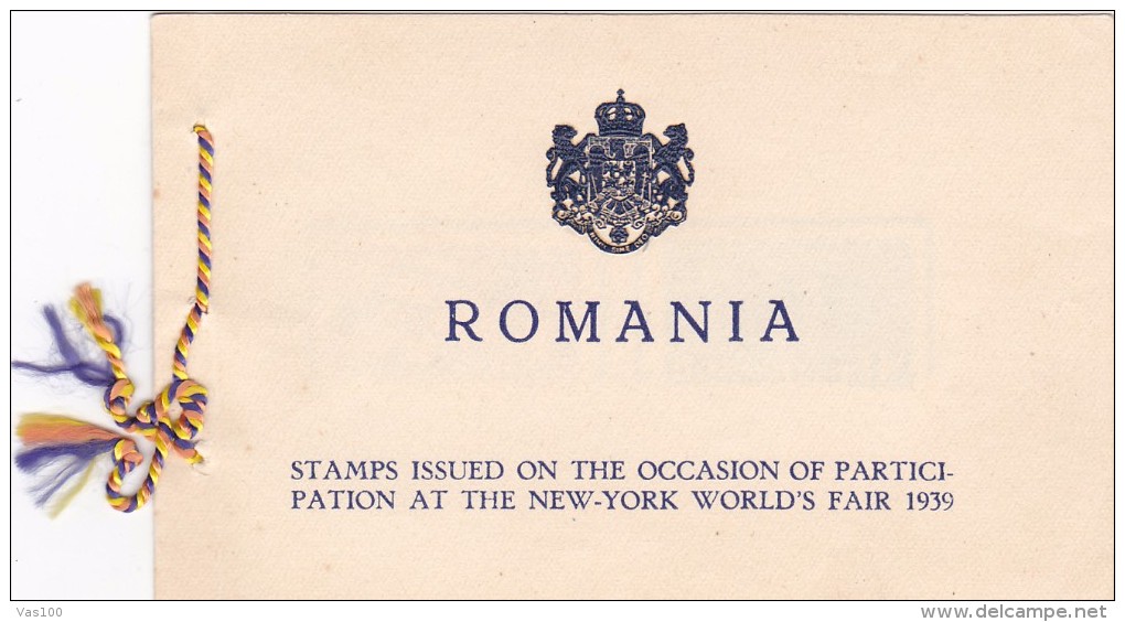 ROMANIA 1939 NEW-YORK WORLD'S FAIR BOOKLET SC # 489-490 - Libretti