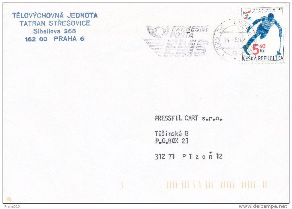 Czech Rep. / Stamps (2002) 0315: Winter Paralympic Olympic Games; (2002) 225 00 Praha 025: EMS ...; (letter) (K5939) - Hiver 2002: Salt Lake City - Paralympic