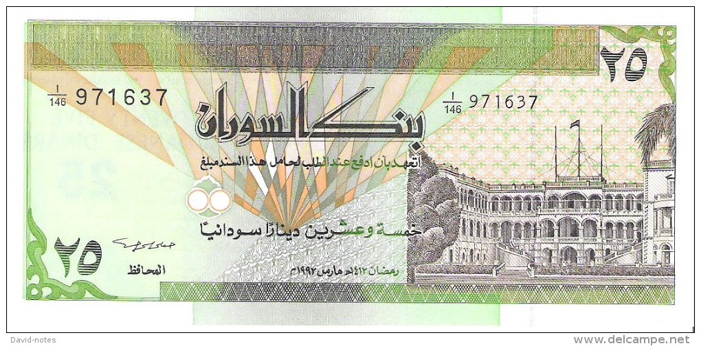 Sudan - Pick 53 - 25 Dinars 1992 - Unc - Soudan