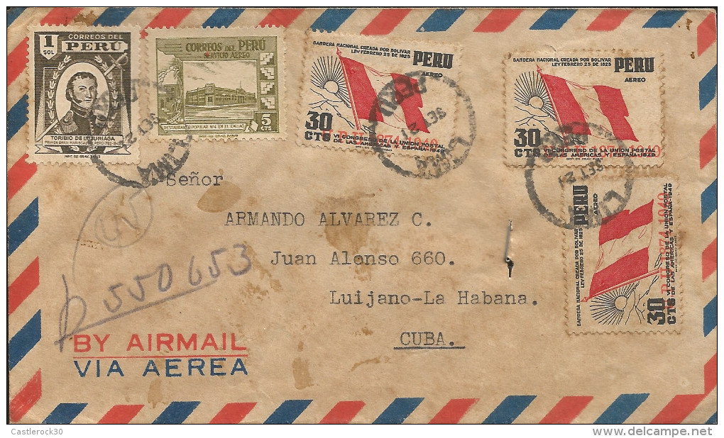 G)1951 PERU, MULTIPLE, TORIBIO DE LUZURIAGA-POPULAR REST.-NATIONAL FLAG OVERPRINTED "U.P.U. 1874-1949" IN RED, AIRMAIL C - Peru