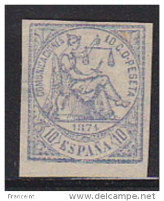 Spain 1874 Justice 10c Imperforate. Scott 203a. - Unused Stamps