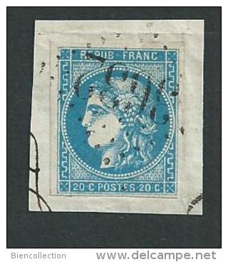 No46c Bordeaux Oblitération Gros Chiffre 3632 Saint Germain De Joux (Ain) Sur Fragment - 1870 Bordeaux Printing