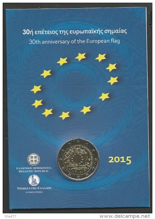 Authentic-Original-Official Issue 2 EURO Coin Card "European Flag" 2015 !! BU! New Issue. - Griekenland