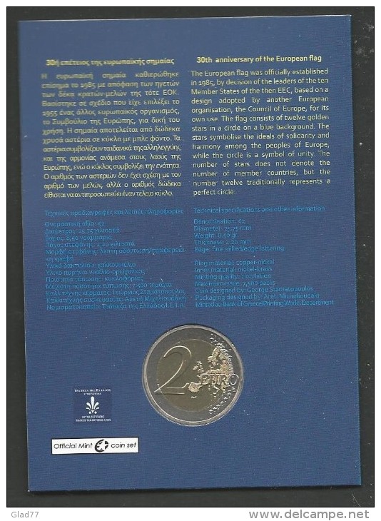 Authentic-Original-Official Issue 2 EURO Coin Card "European Flag" 2015 !! BU! New Issue. - Griekenland