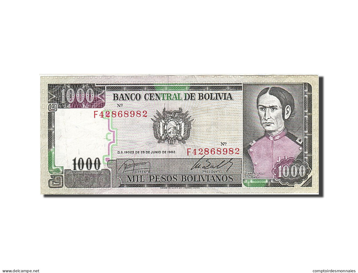 Billet, Bolivie, 1000 Pesos Bolivianos, 1981-1984, 1982-06-25, KM:167a, TTB+ - Bolivia