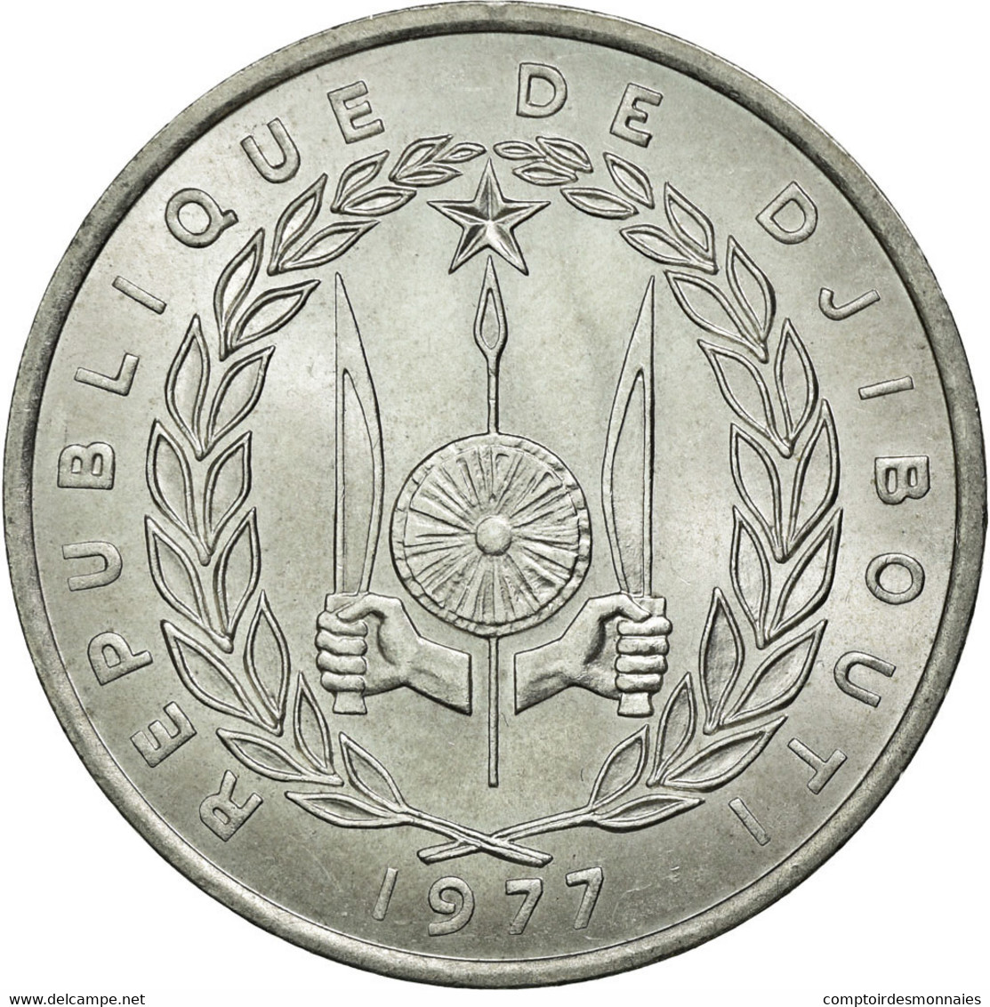 Monnaie, Djibouti, 5 Francs, 1977, Paris, SUP, Aluminium, KM:22 - Gibuti